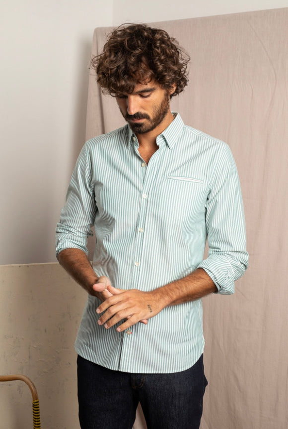 Chemise La W JOHN Lignée Vert