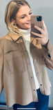 Veste en velours couleur unie beige